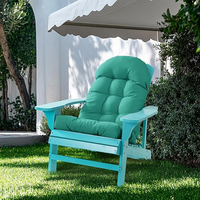 Adirondack Chair Cushion, Rocking Chair Cushion 44x19.4x4 inch, High Back Patio Cushions of Upper and Lower with Ties, Sunscreen and Fade-Resistant (Lake Blue, 2)