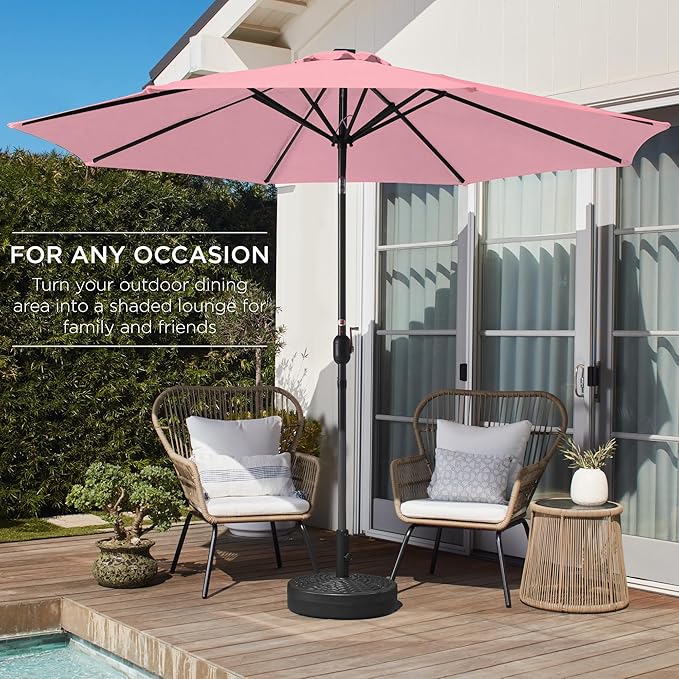Best Choice Products 10ft Outdoor Steel Polyester Market Patio Umbrella w/Crank, Easy Push Button, Tilt, Table Compatible