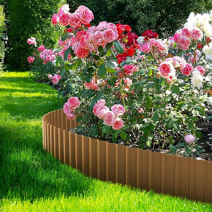 Corrugated Metal Garden Edging 10" x 20Ft, Landscape Edging Border for Lawn, Flower Bed, Garden Fence, Paver Edging (Bronze)