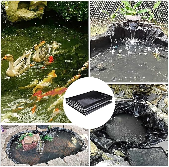 ToLanbbt Pond Liner 20 x 30 Ft HDPE Pond Liners, 20 Mil UV Resistant Preformed Pond Liner Easy Cutting, Pond Liner for Natural Looking Ponds, Waterfall, Koi Pondsand Water Garden (Black)
