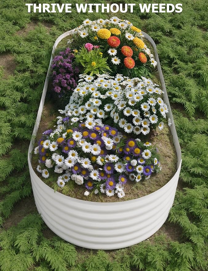 IDEAHOUSE 2-Pack Raised Garden Bed - Heavy-Duty Galvanized Steel Outdoor Planter Box for Vegetables, Flowers & Herbs - Rust-Resistant, Easy-Assembly Garden Box, Beige/Green