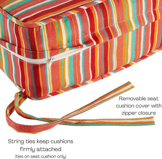 Greendale Home Fashions Outdoor Reversible 2-Piece Deep Seat Cushion Set, Coral Stripe
