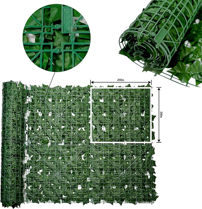Artificial Ivy Privacy Fence Screen - 80" X 120" UV-Anti Fake Leaves Vines - Patio Balcony Privacy, Garden, Backyard Greenery Wall Decor