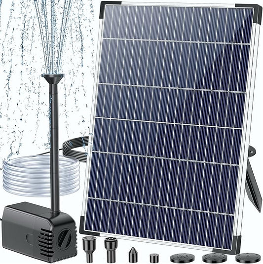 POPOSOAP Solar Water Pump 12W, Solar Water Fountain Pump Kit, 160GPH Submersible Solar Fountain Pump Flow Adjustable with PVC Tubing, 16.4Ft Cord for Ponds, Garden, Fish Pond, Waterfall, Hydroponics