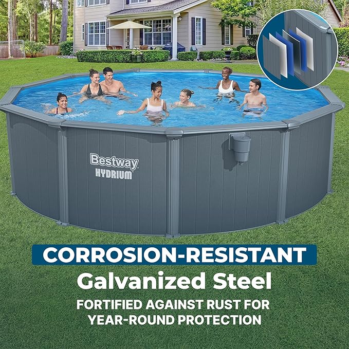 Bestway Hydrium 16' x 52" Round Steel Wall Above Ground Pool Set