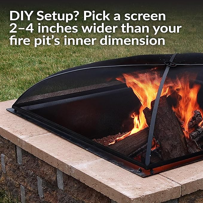 Sunnydaze Heavy-Duty Steel Mesh Fire Pit Spark Screen Cover - Outdoor Fire Pit Screen Cover - Square - Black - 31-Inch