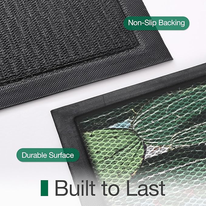 LUMI Outside Door Mat 17x30, Non Slip Rubber Backing Doormat, Low Profile Easy Clean Entrance Mats for Front Back Door Entryway Porch Garage, Cactus