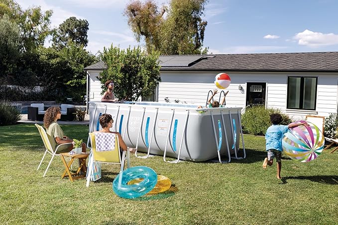 INTEX 26769EH 13ft X 6.5ft x 48in Prism Frame Clearview Rectangular Above Ground Swimming Pool Set with 530 GPH Cartridge Filter Pump, Ground Cloth, Pool Cover
