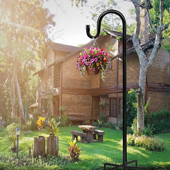 Bird Feeders Pole,Shepherds Hooks for Outdoor 1 Pack 76 Inch Bird Feeders for Outdoors with 5 Prongs Base Hanging Planters for Outdoor