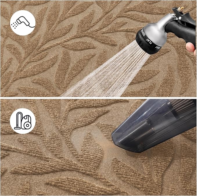 Smiry Front Door Mat Indoor Outdoor Entrance, Heavy Duty Natural Rubber, Trap Dirt and Moisture, Non-Slip Doormats, Low Profile, Easy Clean Patio Porch Entryway Mat, 29.5x17, Coffee