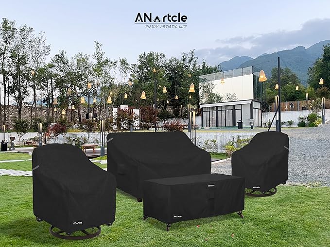 Patio Coffee Table Cover, 600D Waterproof Heavy Duty Rectangular Outdoor Table Cover,Patio Furniture Covers,48 x 28 x 16 inch,Black