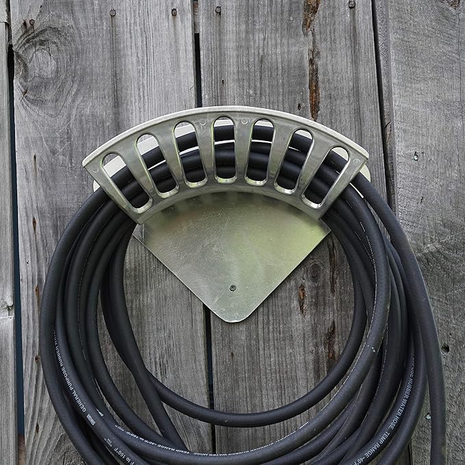 Kings County Tools 13" Cast Aluminum Hose Rack | Elegant Curved Design | Quality & Sturdy Material | Holds 100-Feet of 1/2” and 50-Feet of 5/8” Hose | Single Piece Attachment