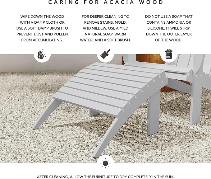 Linon Adirondack, White Ottoman,