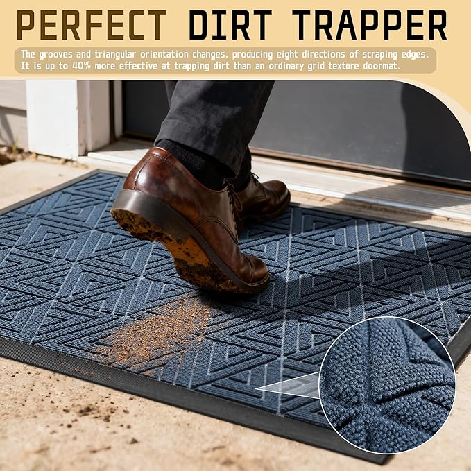 Yimobra Extra Large Door Mat 60x36, All-Weather Waterproof Non-Slip Welcome Matt Outdoor, Heavy Duty Non Slip Doormat for Entryway for Patio and Garage Indoor, Easy Clean, Blue