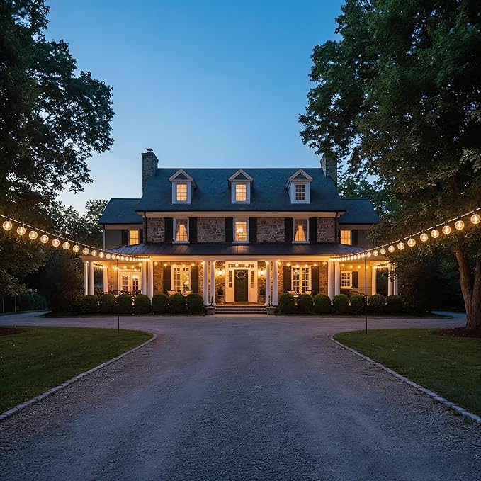 RTTY Classic Series 200FT Outdoor String Lights Expandable System with 74 G40 Bulbs (2x100FT) - for Sprawling Properties, Large Commercial Patios, or Dual-Zone Backyard & Event Lighting