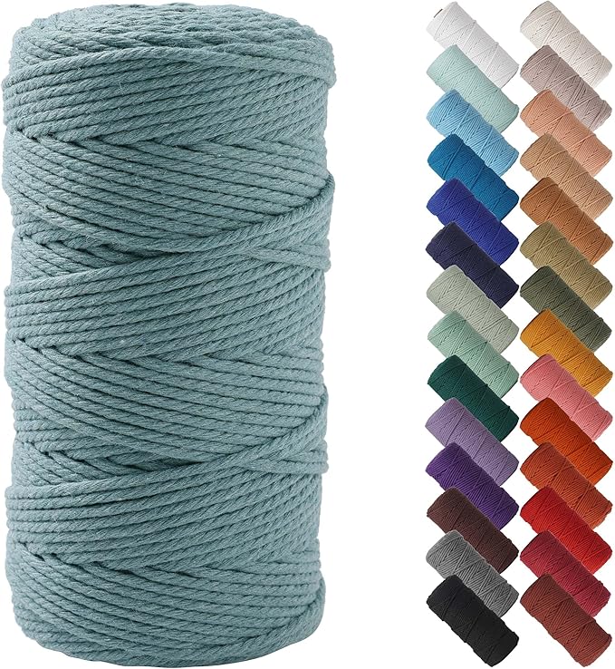 NOANTA Eucalyptus Macrame Cord 3mm x 220yards, Colored Macrame Rope Cotton Rope Macrame Yarn, Colorful Cotton Craft Cord for Wall Hanging, Plant Hangers, Crafts, Knitting