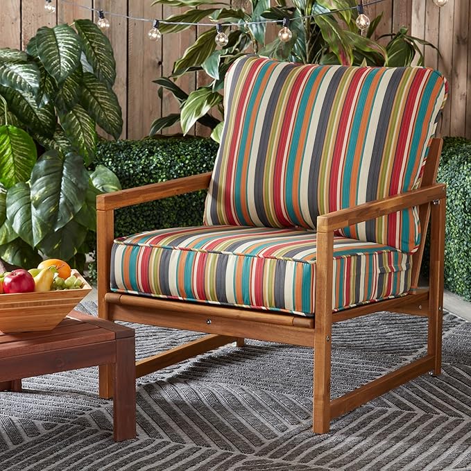 Greendale Home Fashions Outdoor Reversible 2-Piece Deep Seat Cushion Set, Sunburst