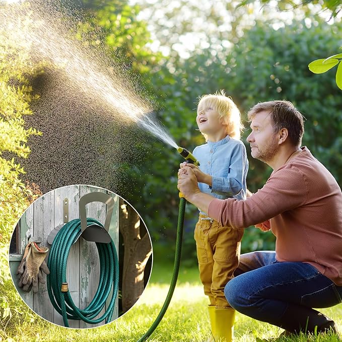 Garden Hose Holder Wall Mount Hose Hanger Heavy Duty Metal Hose Bracket Water Hose Storage Organizer Durable Hose Holders (Stainless Steel)