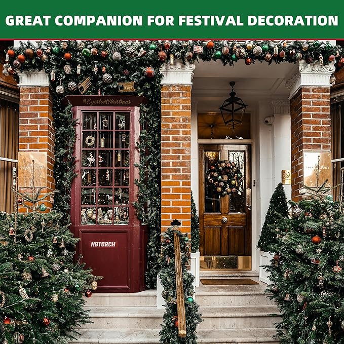 Garland Ties -Adjustable Christmas Decoration Ties for Lights, Stairs, Banister, Tree &Wreaths|Durable &Easy to Use|50ft Roll Cut to Custom Length|Holiday Décor Hanger for DIY Decorating|Green