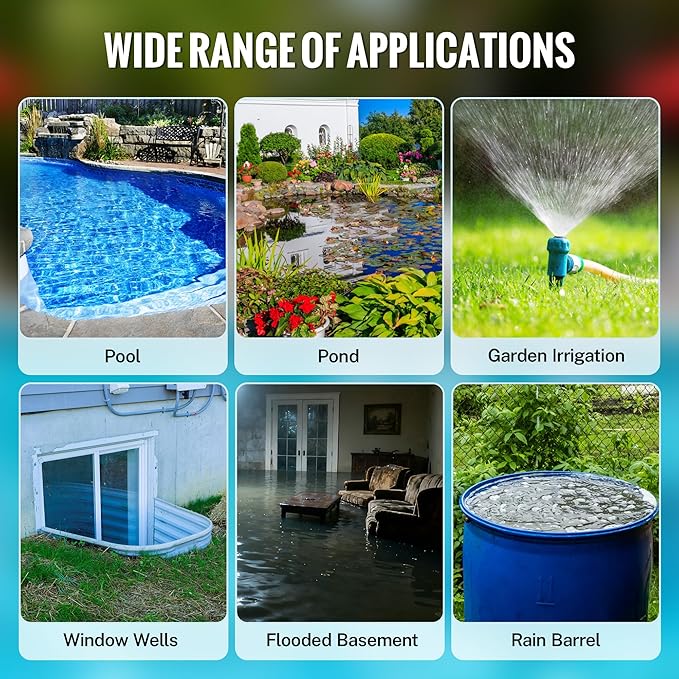 WORKPRO Submersible Water Pump, 1HP 4500 GPH Sump Pump with Automatic Float Switch for Transferring Clean or Dirty Water, A Water Pump for Pool Draining, Flooded Basement, Pond, and Garden Irrigation