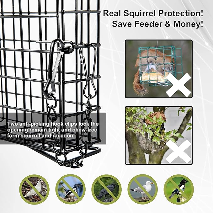 iBorn Suet Feeder Suet Bird Feeders for Outside Hanging,Squirrel Proof Suet Cakes Bird Feeder for Wild Birds,Metal Brown(Pack of 2)