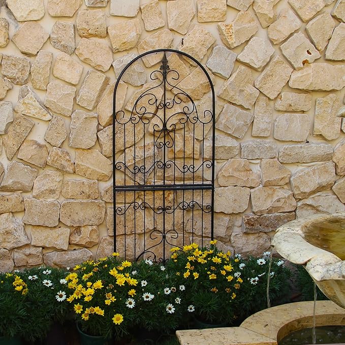 Garden Trellis for Climbing Plants 59" H x 21.6" W Metal Unique Design Decorative Garden Structure Weather-Resistant Trellises Outdoor Decor Flowers Roses Vine Ivy Clematis
