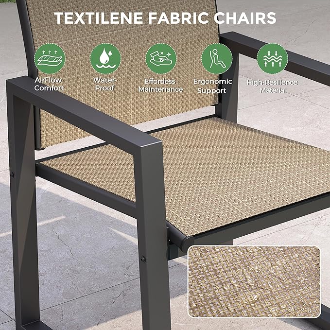 7 Piece Patio Dining Set for 6, Outdoor Furniture Set Includes 67" Rectangle Patio Table and 6 Textilene Dining Chairs, Outdoor Table and Chairs for Outsides, Backyard, Garden and Poolside