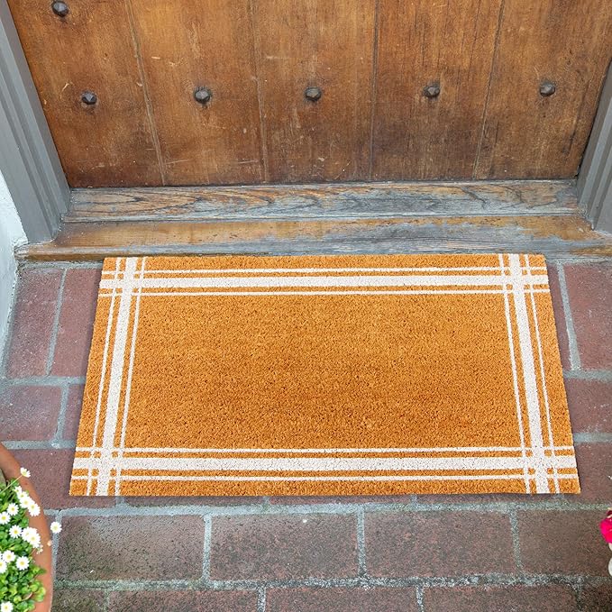 KAF Home Coir Doormat with Heavy-Duty, Weather Resistant, Non-Slip PVC Backing | 17 by 30 Inches, 0.6 Inch Pile Height | Perfect for Indoor and Outdoor Use (White)