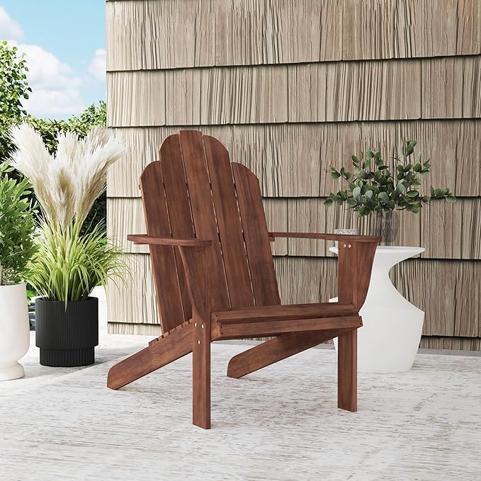 Linon Home Dcor Home Decor Teak Wood Stock Chair, 30.4" wx37.6 dx37.8 h, Stain