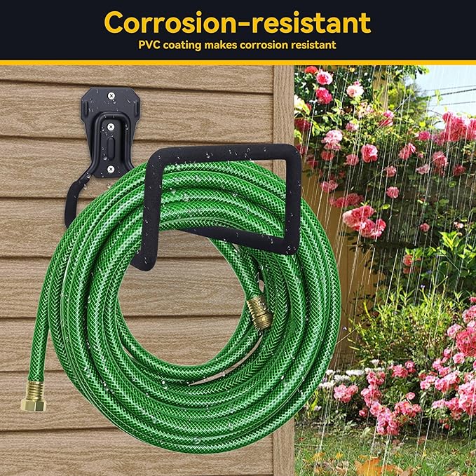 Hose Holder, Metal Heavy Duty Wall Mount Hook, Water Hose Hanger for Garden & Garage Storage