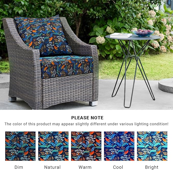 Outdoor Cushions for Patio Furniture,Outdoor Seat Cushion Set 24 x 24 x 4 Inch,Waterproof & Fade Resistant Outdoor Chair Cushions,Deep Patio Chair Cushion with Removable Cover,Nightingale