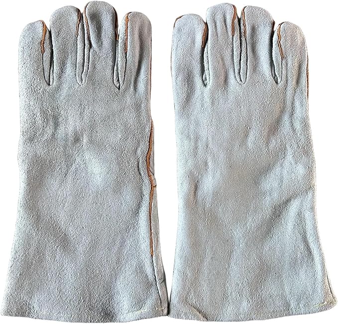 Leather MIG Welding Gloves with Reinforced Palm, Kevlar Stitching, Heat Fire Resistant for Welding/Grilling/BBQ