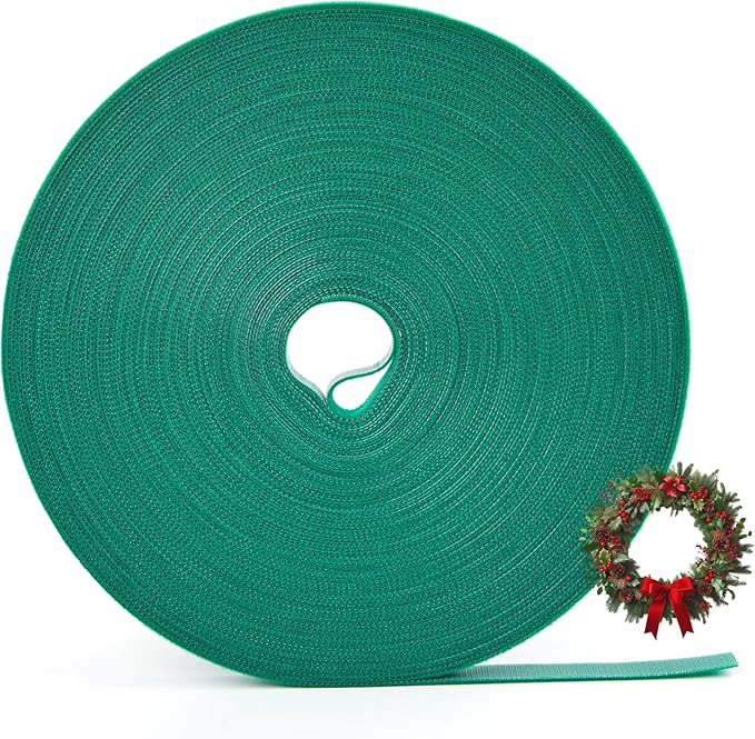 Garland Ties -Adjustable Christmas Decoration Ties for Lights, Stairs, Banister, Tree &Wreaths|Durable &Easy to Use|50ft Roll Cut to Custom Length|Holiday Décor Hanger for DIY Decorating|Green