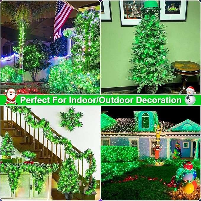 165FT 500 LED Outdoor String Lights, Connectable St Patricks Day Lights Waterproof with 8 Modes, Plug in Clear Wire Twinkle Lights for Indoor Bedroom Garden Wedding Patio Decorations, Green