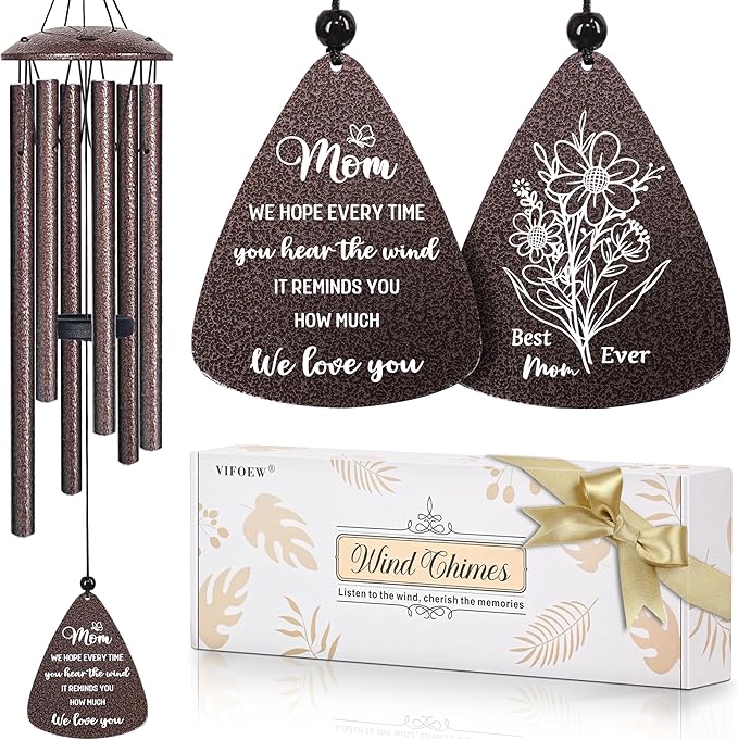 Gifts for Mom, 32" Bronze Wind Chimes, Mom's Birthday Gifts from Daughter Son, Mother in Law Gift, Best Mom Ever Gift for Birthday Christmas Mother's Day, Home Decor