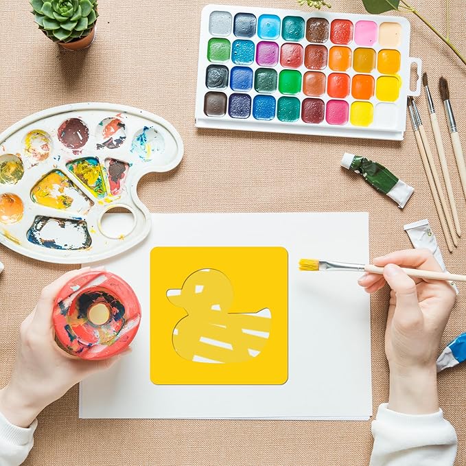 24 Piece Stencils for Kids Stencils for Painting Sidewalk Chalk Stencil Outdoor Garden Themed Stencil Kids Style Collection (5 in-Simple)