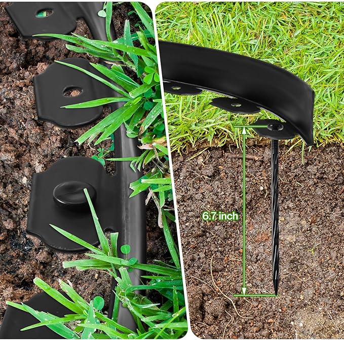 Sasylvia 2.5'' x 200' Landscape Edging Kit Edging Border Coil Include 120 Anchoring Spikes 10 Connectors Plastic Garden Border for Lawn Garden Grass Yard Home(Black)