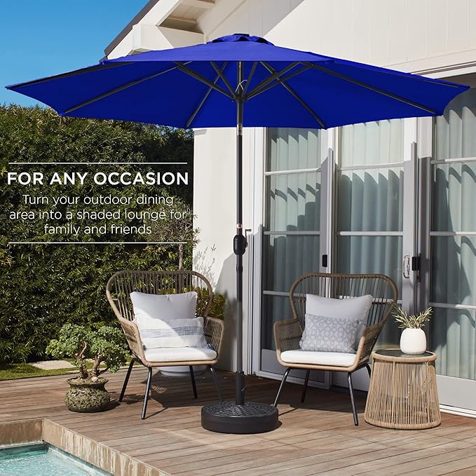 Best Choice Products 10ft Outdoor Steel Polyester Market Patio Umbrella w/Crank, Easy Push Button, Tilt, Table Compatible