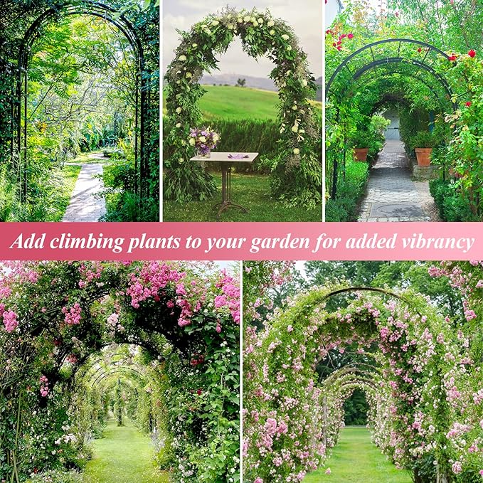 Thickened 0.7mm Tube Garden Arch Trellis - 4.6ft Wide x 7.9ft High or 7.6ft Wide x 6.4ft High - Garden Trellis for Climbing Plants, Stable Garden Arbor, Birthday Party Wedding Arch Decoration