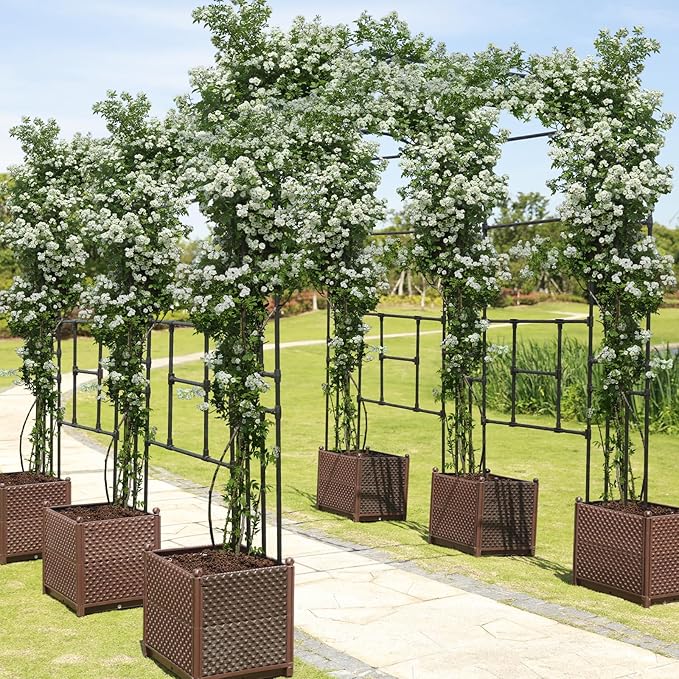 Garden Arch Trellis - Length: 59in, Height: 94.5in Garden Trellis for Climbing Plants Outdoor - Garden Arch for Lawn, Party, Ceremony Wedding Decoration