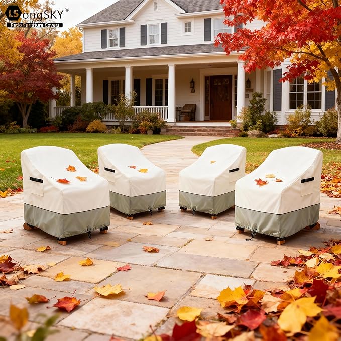 Patio Adirondack Chair Cover 2 Pack,Waterproof Heavy Duty Outdoor Chair Covers,Patio Adirondack Chair Cover for Outdoor Chair(33 W x 35 D x 36 H inches),Beige