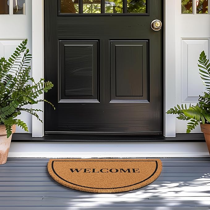 Barnyard Designs Natural Coco Coir Doormat Welcome Mat for Front Door & Outdoor Entrance, Large Door Mat for Indoor Entrance or Porch Entry, Brown (17x30, Welcome)