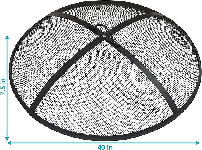 Sunnydaze Heavy-Duty Steel Mesh Fire Pit Screen - Fire Pit Spark Screen with Handle - 40-Inch Diameter