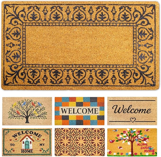 Coir Doormat 16"x27.5", Classic: Door Mat, Welcome Mat, Funny Pattern for Indoor & Outdoor Entrances