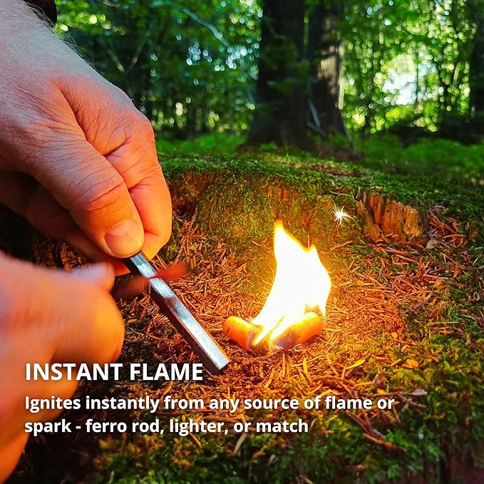 Fire Plugs (50 Plugs) | Waterproof Fire Starters for Campfires, Survival & Emergency Kits | Long Burn Time | Made in USA