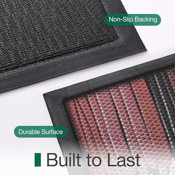 LUMI Outside Door Mat 24x36, Non Slip Rubber Backing Doormat, Low Profile Easy Clean Entrance Mats for Front Back Door Entryway Porch Garage, Colored Cloth