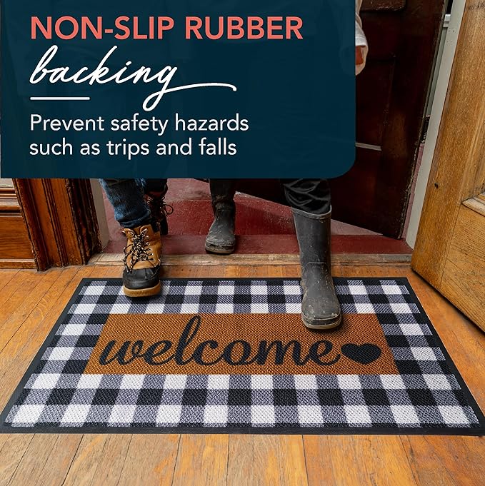 ubdyo Sturdy Welcome Mat - Extra Durable Door Mat - Dirt Trapping Front Doormat Outside Entrance - Welcome Matt Outdoor - Non Slip Backing Doormat, Patio Outdoor, Porch - Medium 32'' x 20''