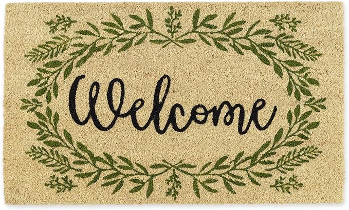 DII Natural Coir Doormat Outdoor Welcome Mat, 17x29, Greenery