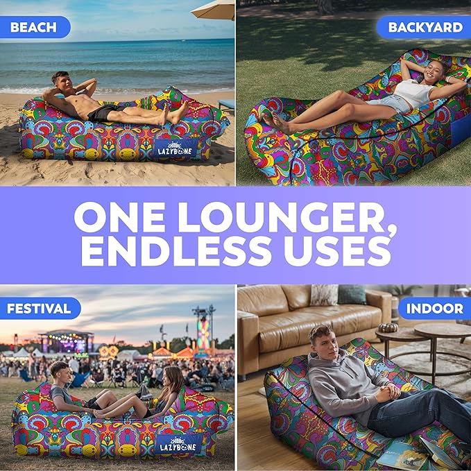 Chillbo Lazybone Inflatable Lounger - Ultimate Inflatable Couch for Maximum Chill - The Perfect Blow Up Couch for Music Festivals Or Lounger for Camping