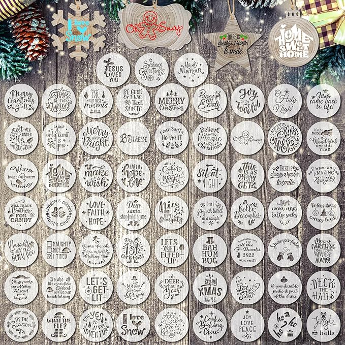 Marspark 66 Pcs Spring Easter Small Stencils for Crafts Reusable 3 Inch Stencils for Painting on Wood DIY Craft Paint Template for Wall Home Decor Card Rock Canvas Drawing Holiday (Word)